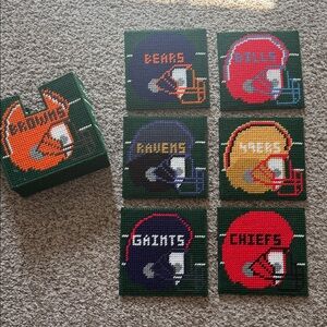 Handmade NFL Teams‎ Plastic Canvas Coaster Set